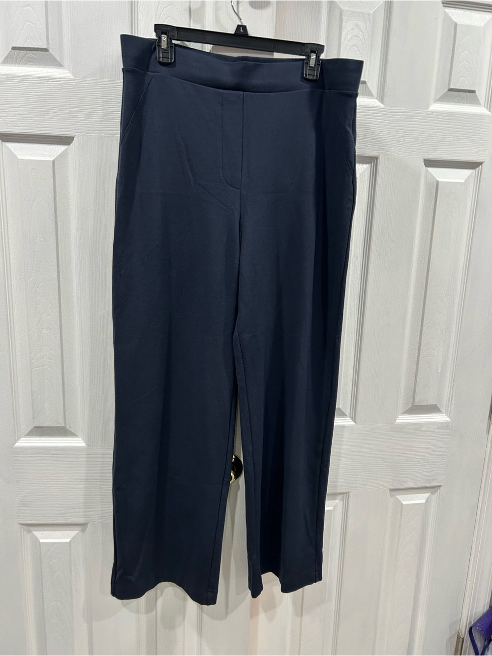 Quince Navy Straight-Leg Ponte Trousers
